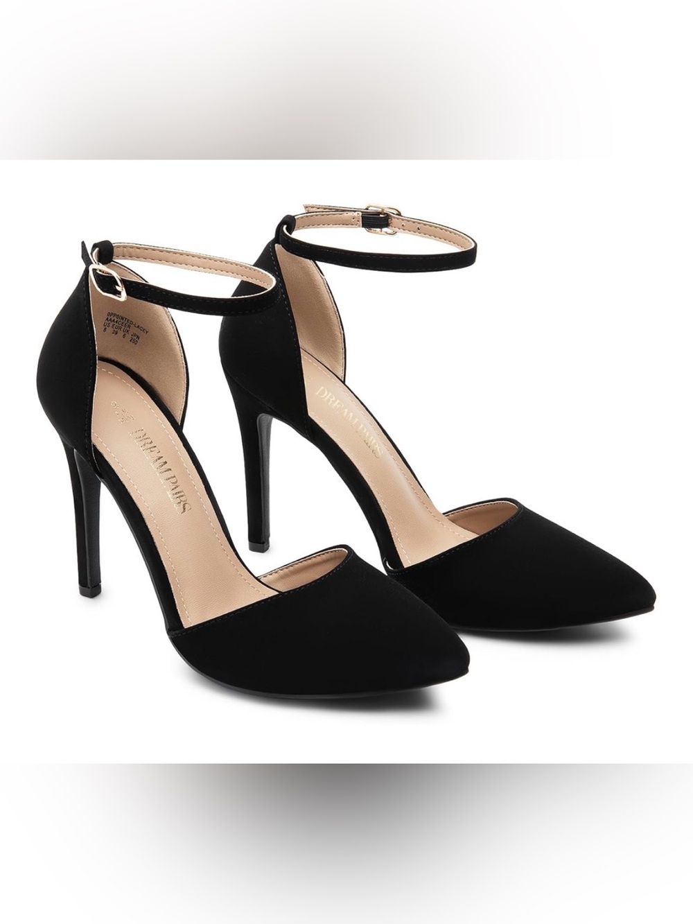 New Dream Pairs Black Pointed Faux suede Ankle-Strap 4” Heels size 10